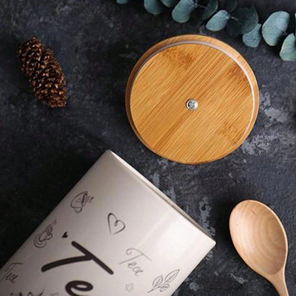 3pcs/Set Storage Tanks Dust-Proof Bamboo Cover Utensils Multifunction Box Tea Coffee Sugar Box Case Househould Can Bottle Mason Candle Jars With Lid Pink Tea Accessories Coffee Accessories Kitchen Stuff