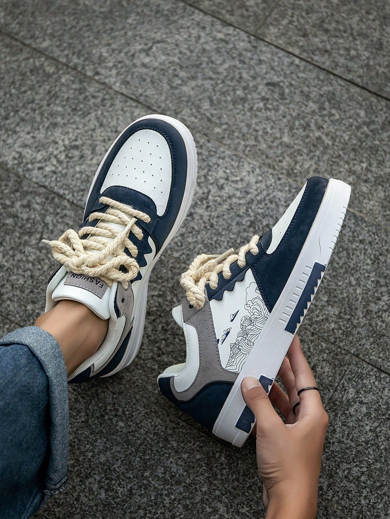 Casual Men's Random Print Low-Top Flat Sports Sneakers