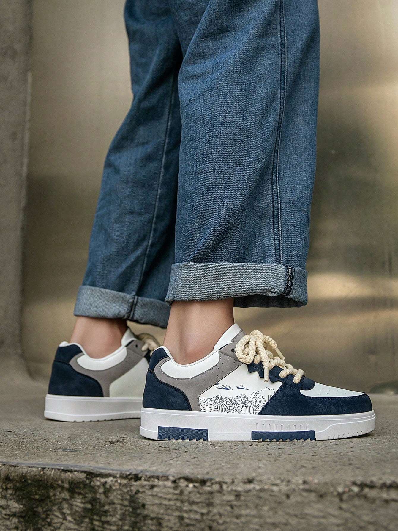 Casual Men's Random Print Low-Top Flat Sports Sneakers