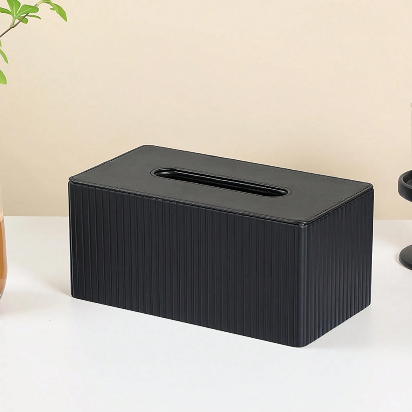 Plus Size Tissue Box Cover,PU Leather Rectangular Tissue Box Holder,Napkin Dispenser,Decorative Holder/Organizer For Bathroom Vanity Countertop, Nightstand, Coffee Table, Home,Office Desk & Car