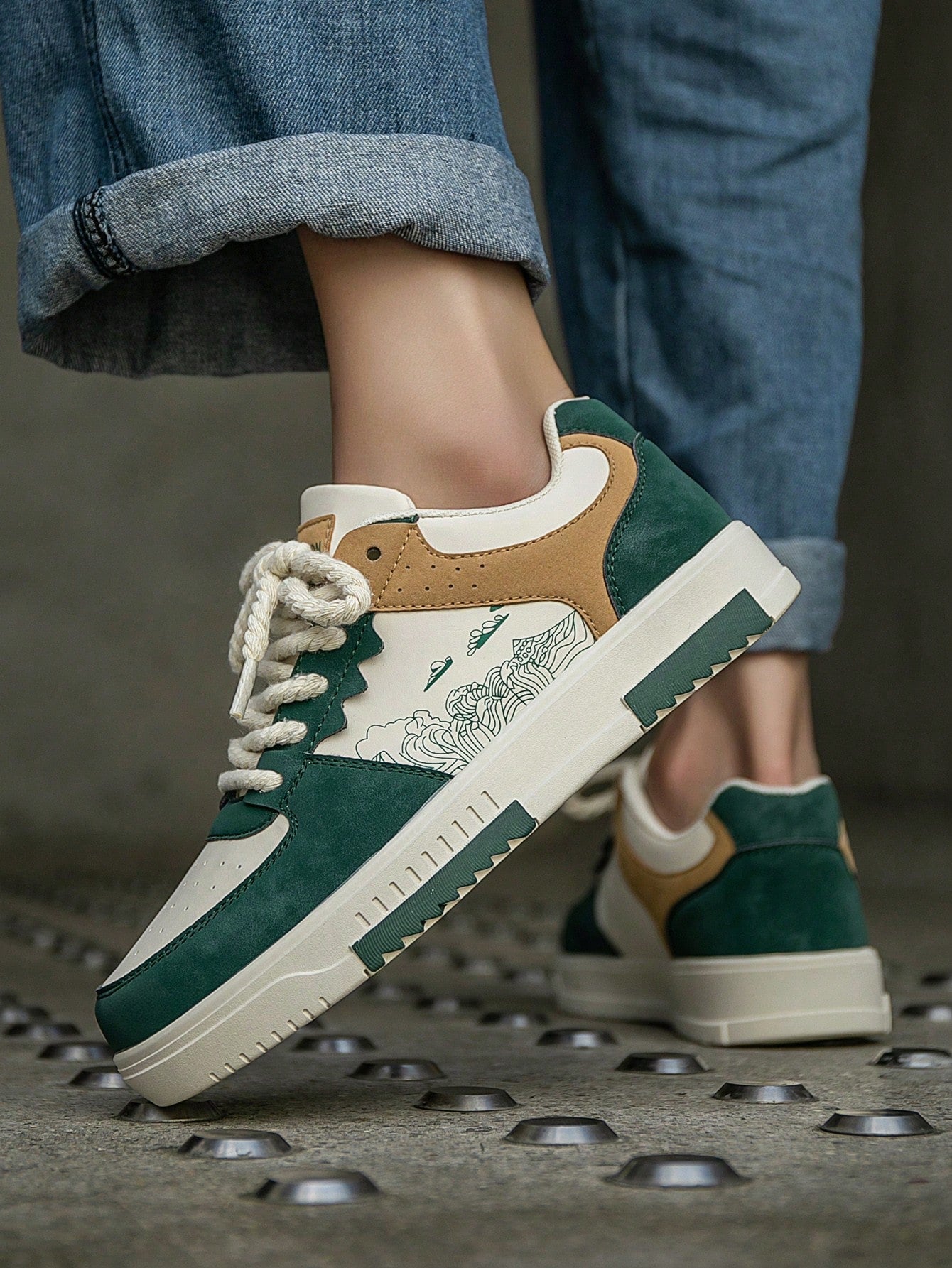 Casual Men's Random Print Low-Top Flat Sports Sneakers