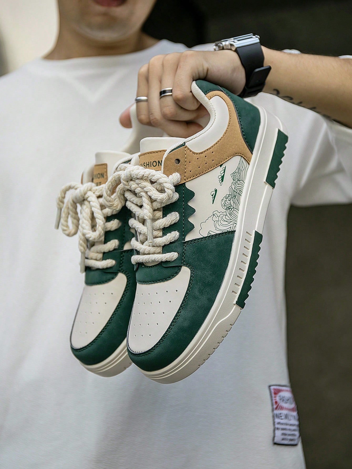 Casual Men's Random Print Low-Top Flat Sports Sneakers
