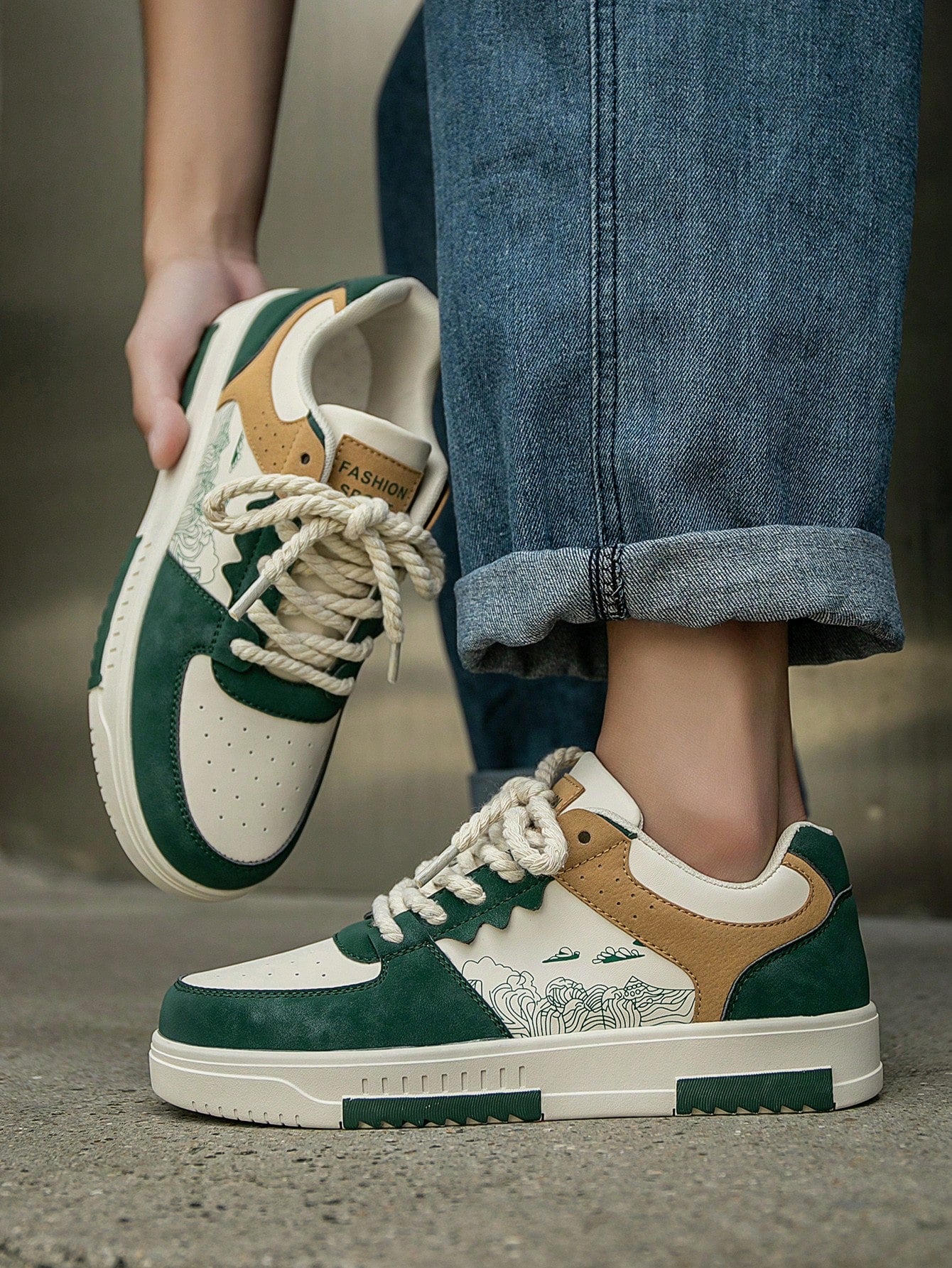 Casual Men's Random Print Low-Top Flat Sports Sneakers