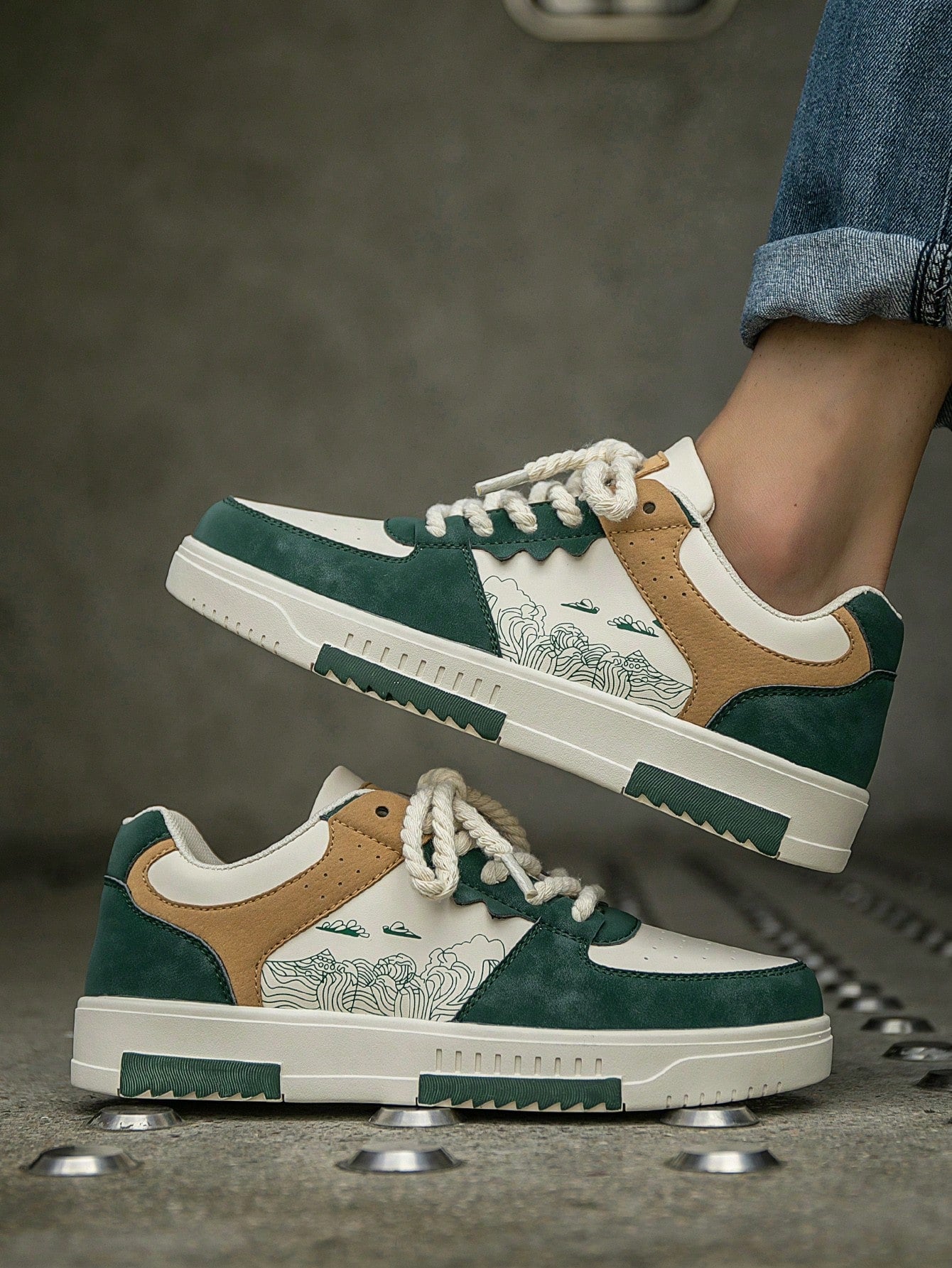 Casual Men's Random Print Low-Top Flat Sports Sneakers