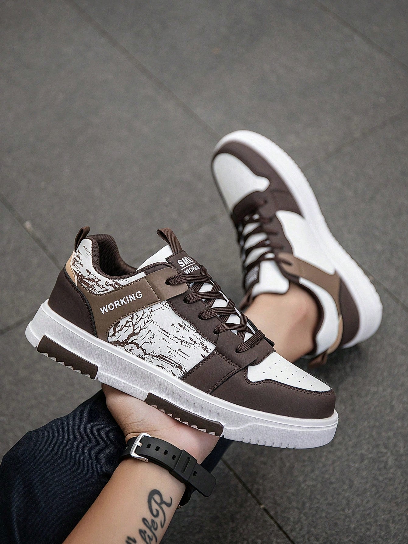 Casual Men's Random Print Low-Top Flat Sports Sneakers