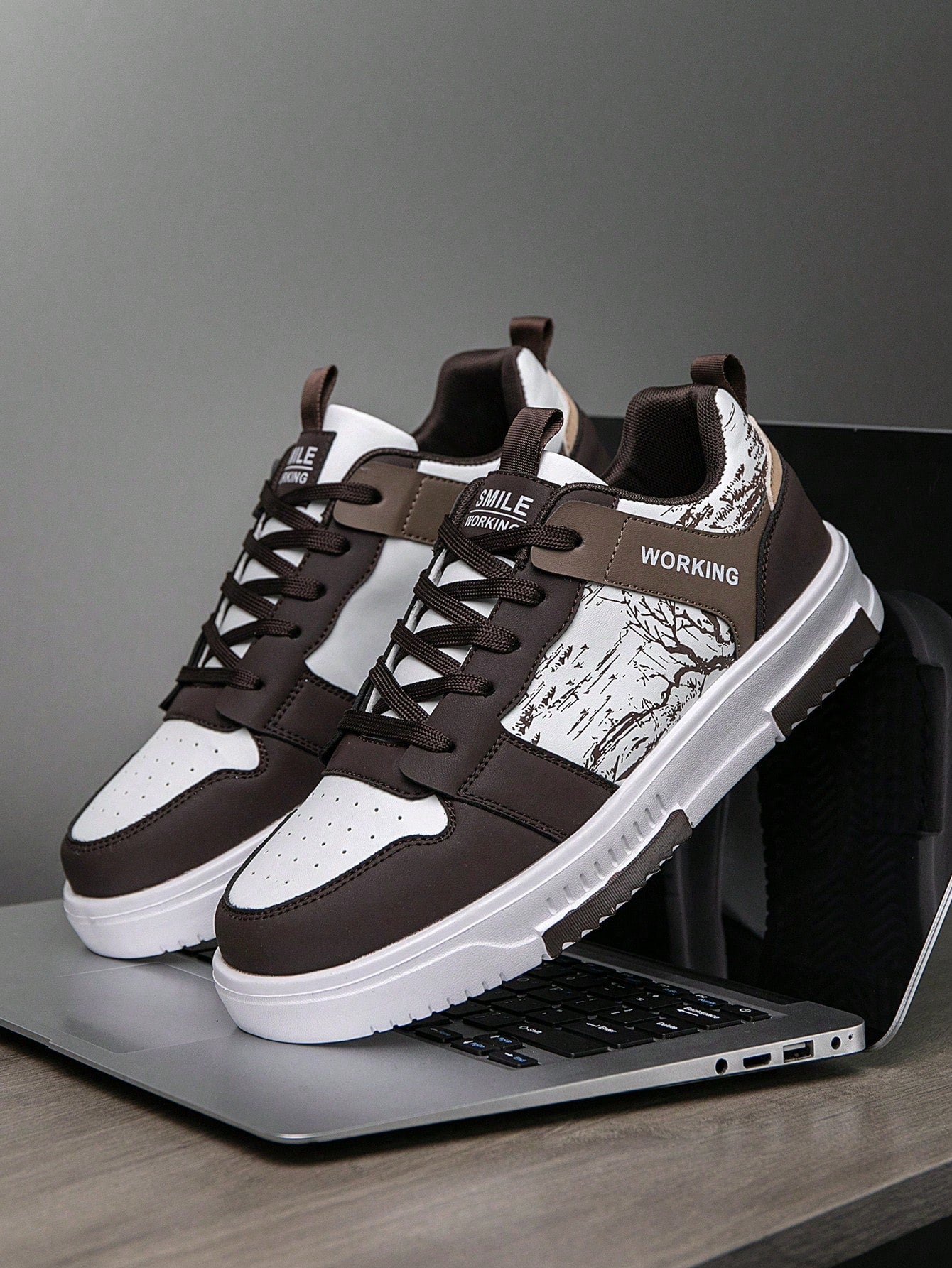 Casual Men's Random Print Low-Top Flat Sports Sneakers