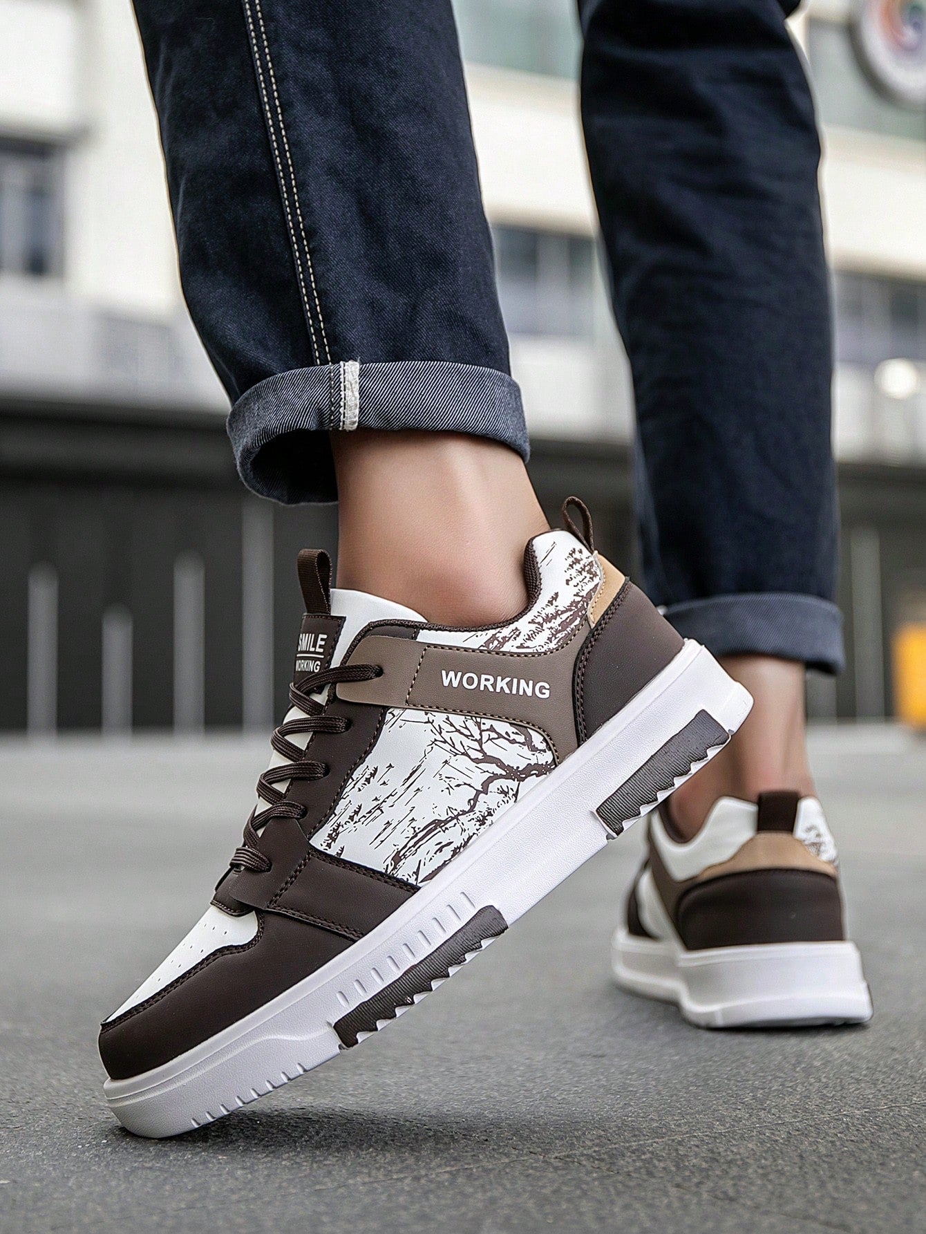 Casual Men's Random Print Low-Top Flat Sports Sneakers
