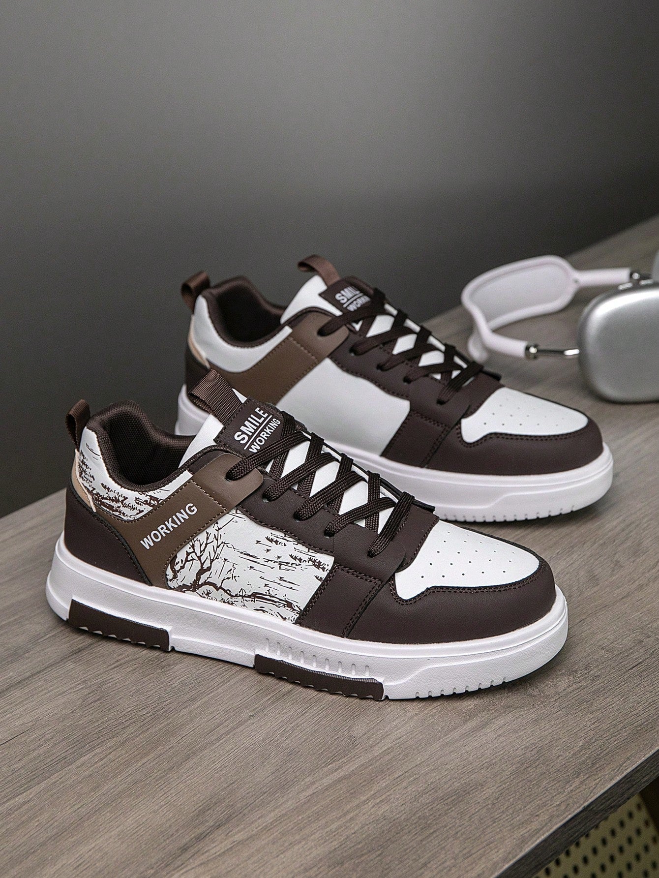 Casual Men's Random Print Low-Top Flat Sports Sneakers