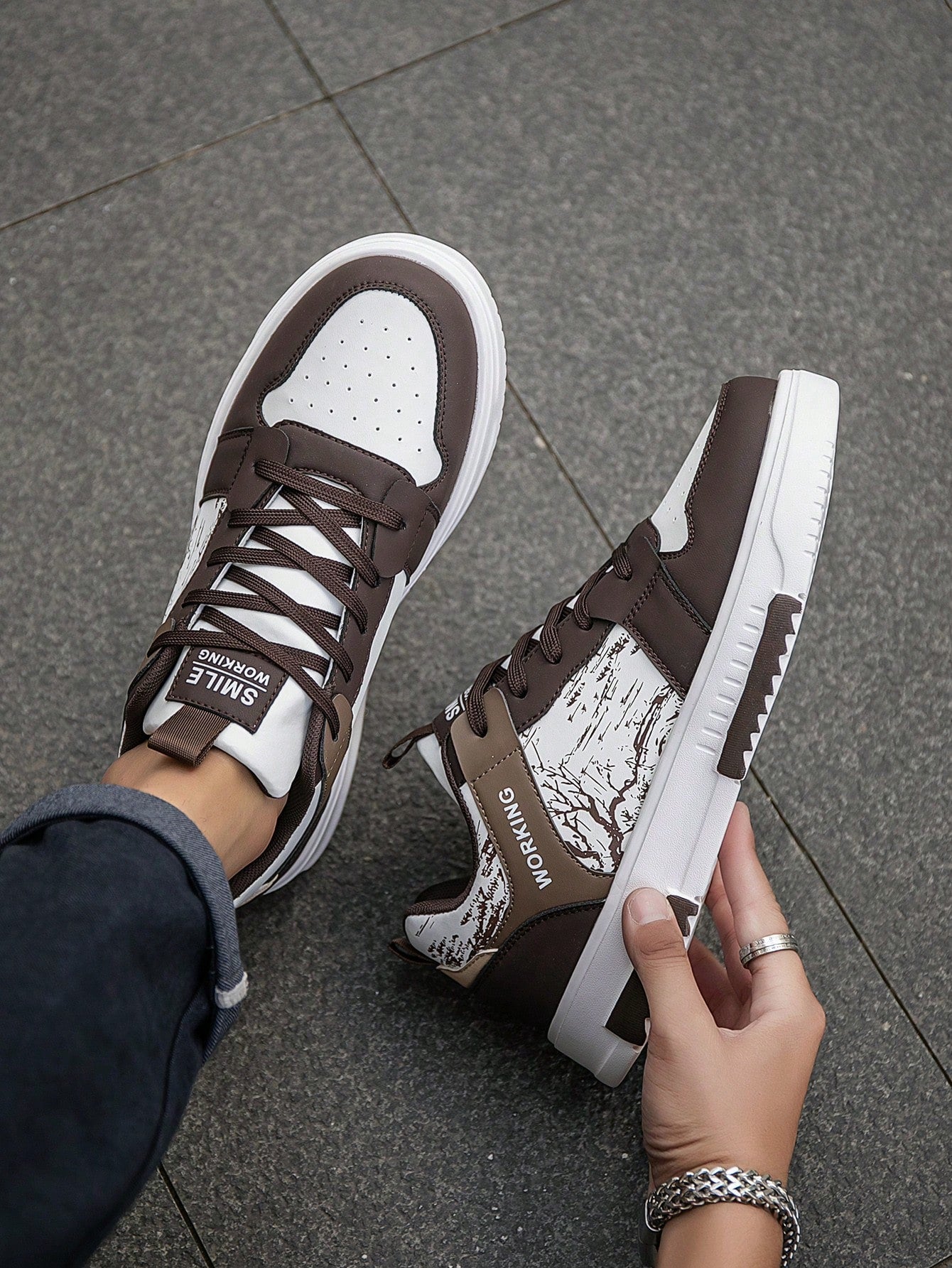 Casual Men's Random Print Low-Top Flat Sports Sneakers