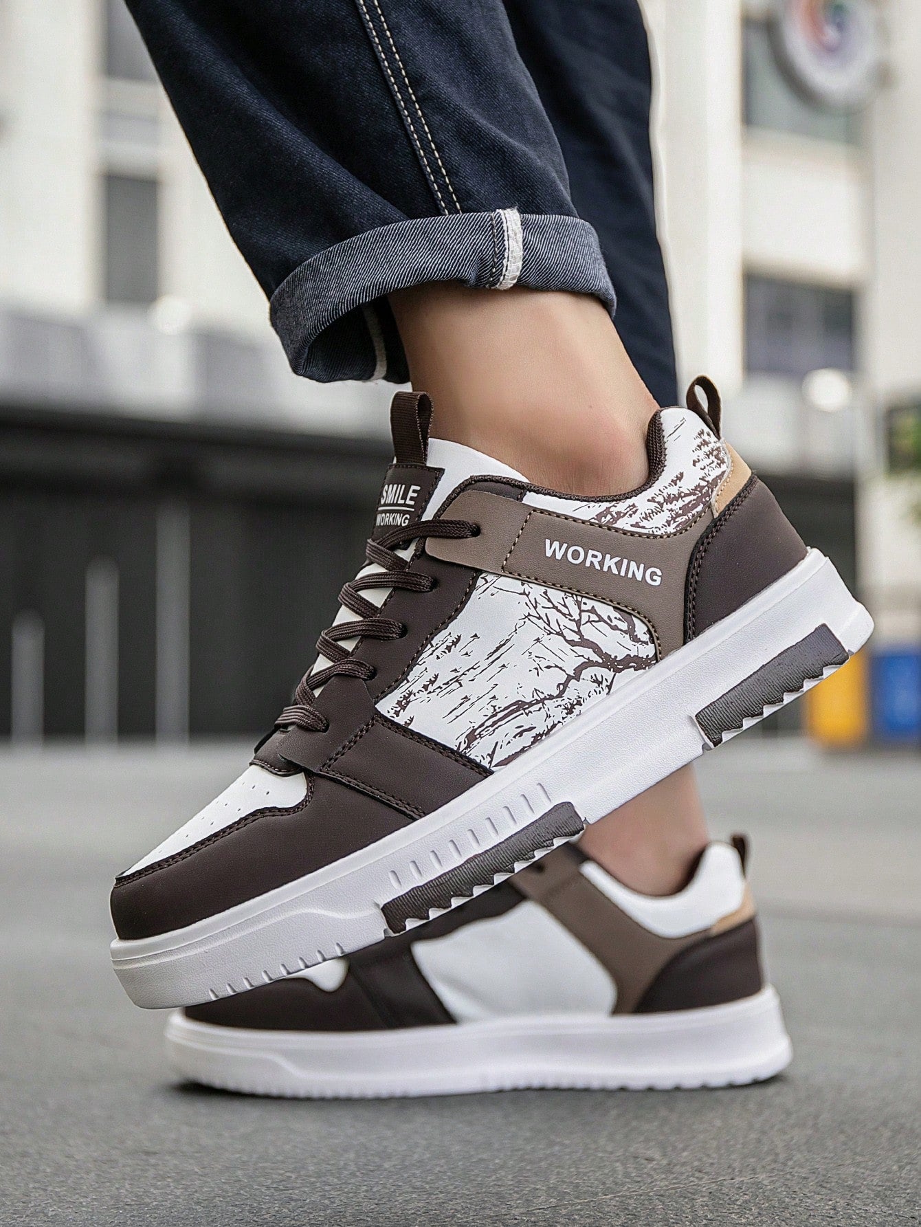 Casual Men's Random Print Low-Top Flat Sports Sneakers