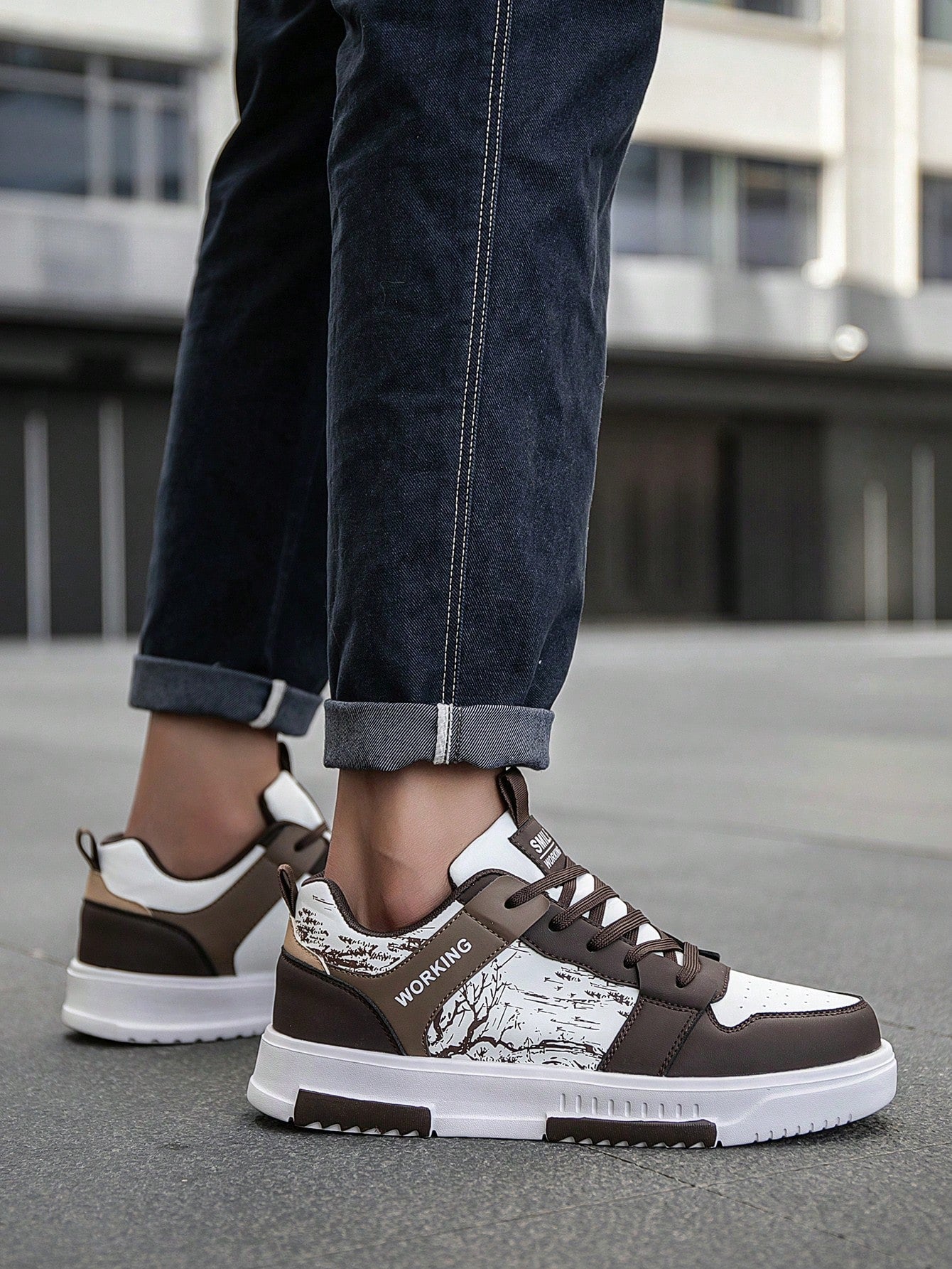 Casual Men's Random Print Low-Top Flat Sports Sneakers