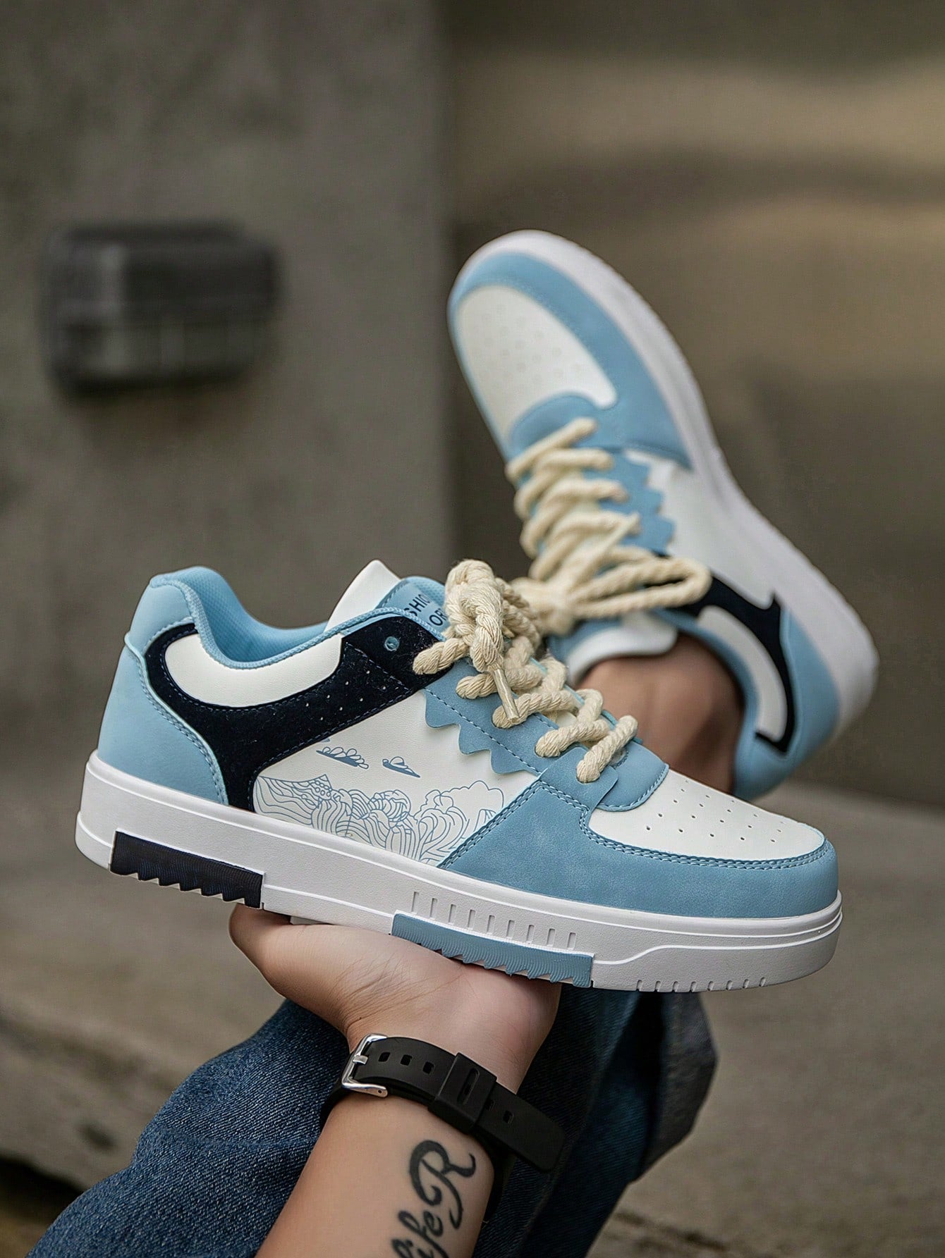 Casual Men's Random Print Low-Top Flat Sports Sneakers