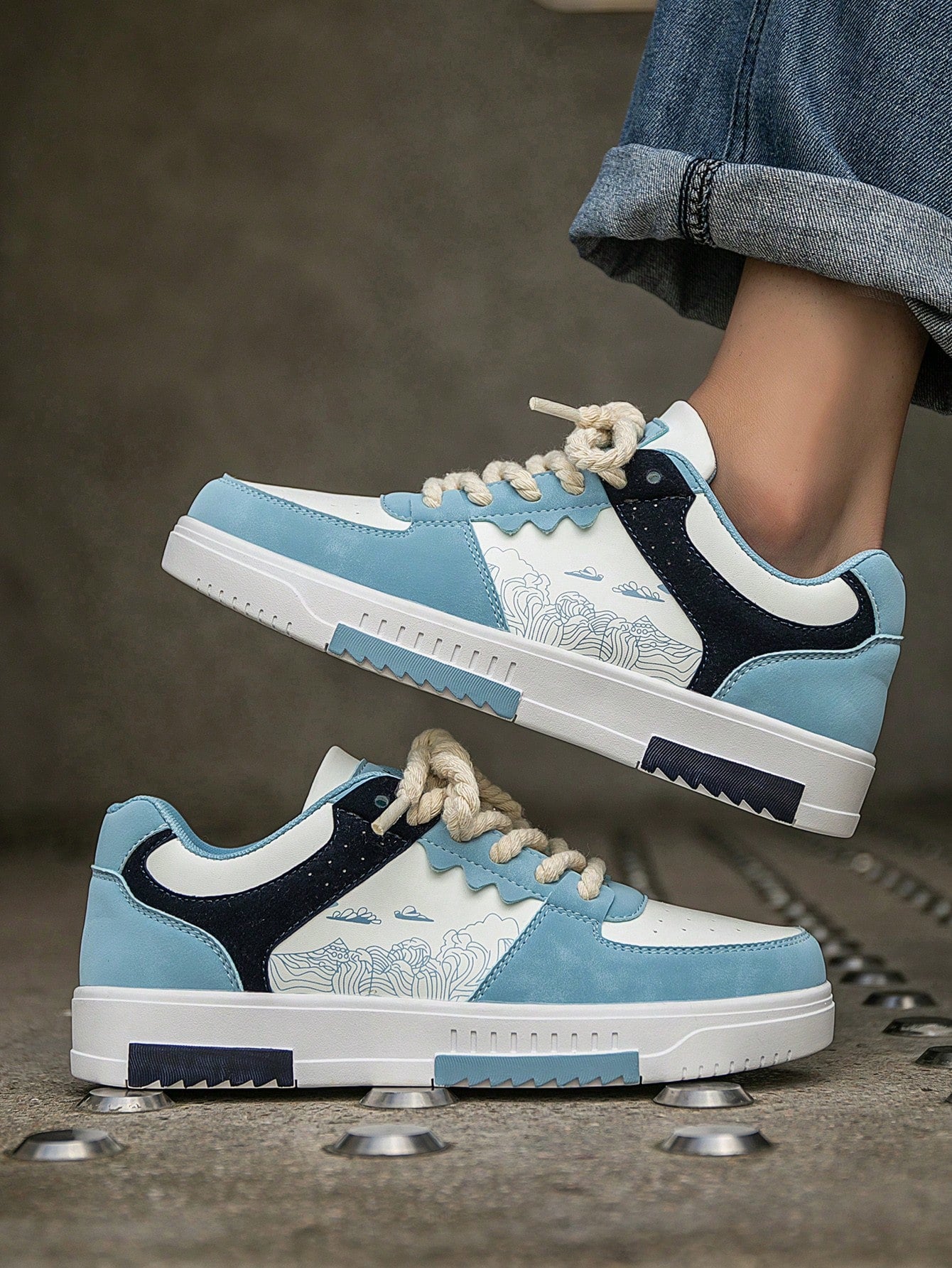 Casual Men's Random Print Low-Top Flat Sports Sneakers