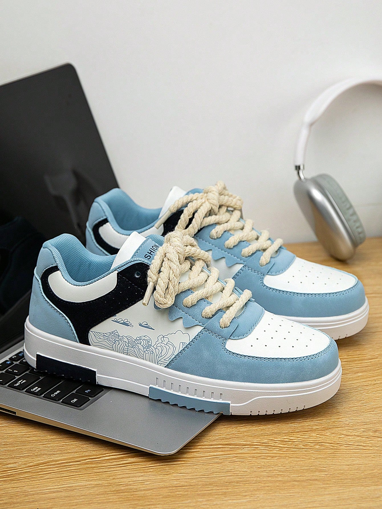 Casual Men's Random Print Low-Top Flat Sports Sneakers