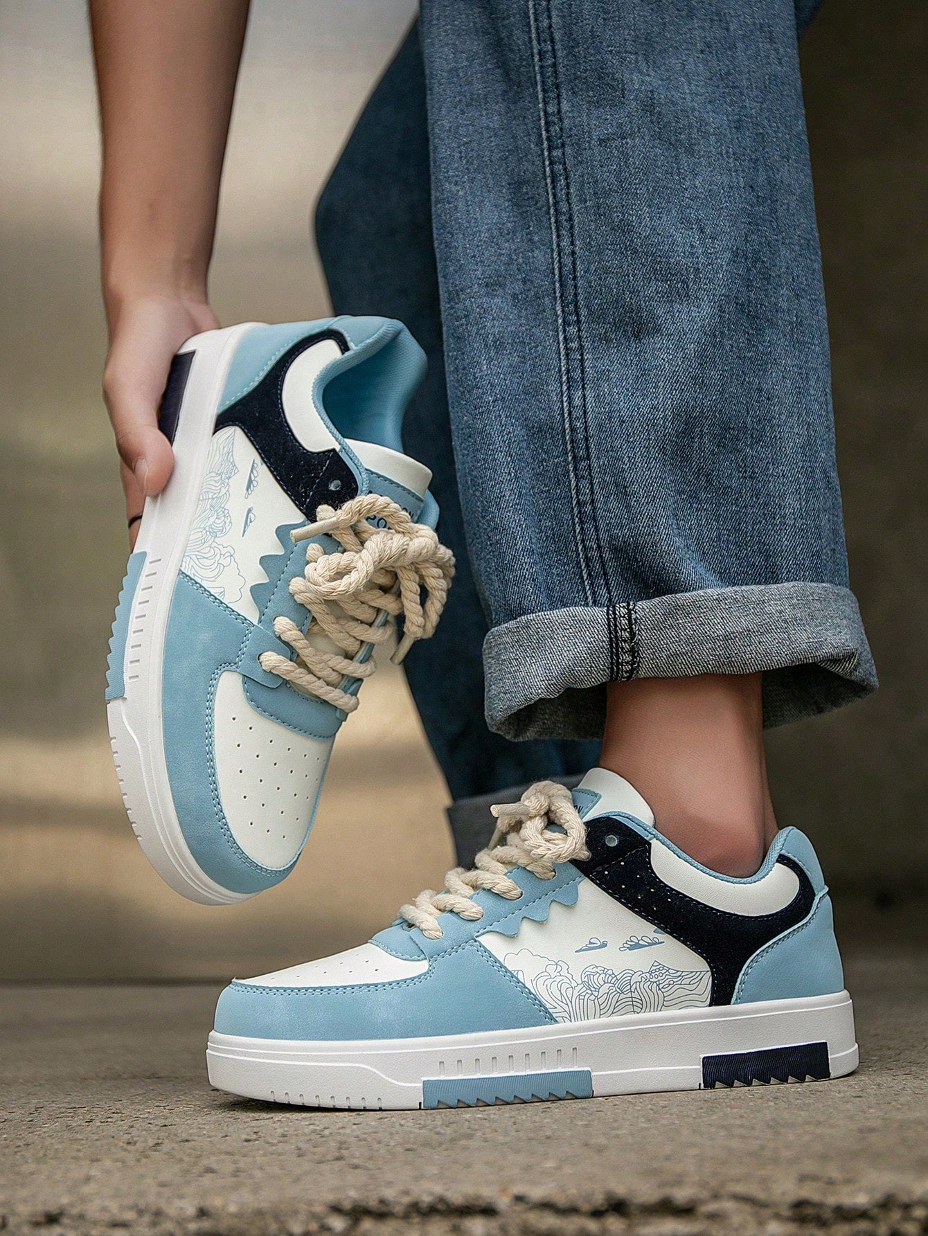 Casual Men's Random Print Low-Top Flat Sports Sneakers