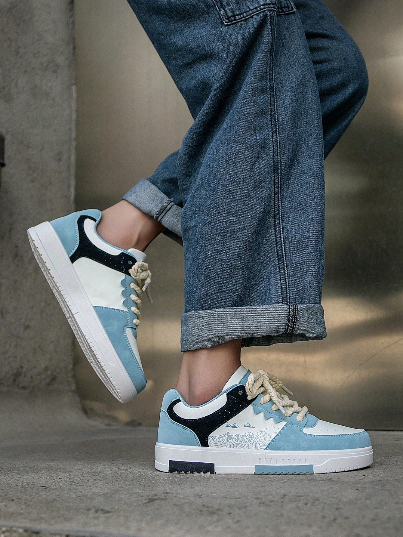 Casual Men's Random Print Low-Top Flat Sports Sneakers