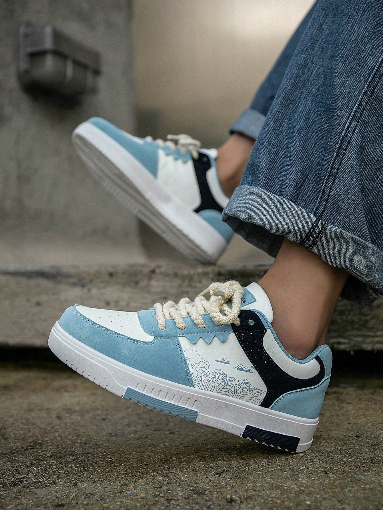 Casual Men's Random Print Low-Top Flat Sports Sneakers