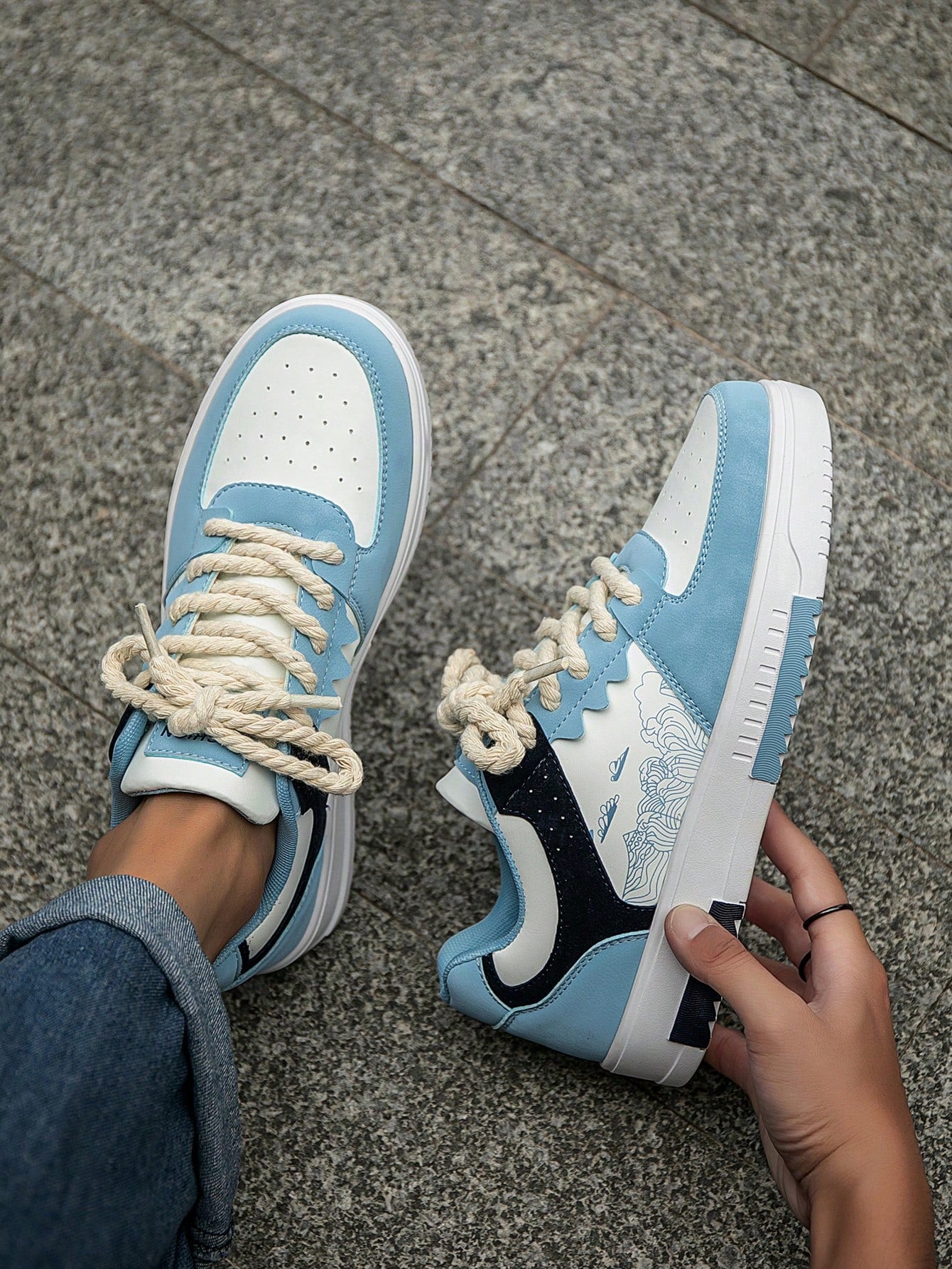 Casual Men's Random Print Low-Top Flat Sports Sneakers