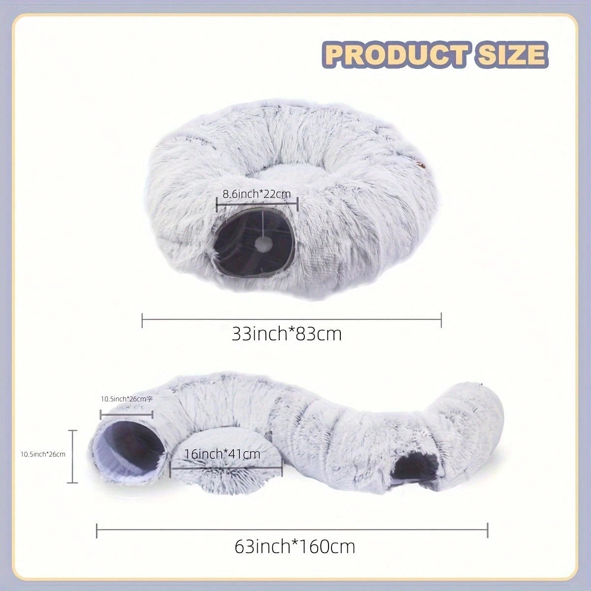 Foldable Plush Cat Tunnel, Washable Multi-Functional Interlock Cat Tube, Color Of Buttons (Orange And Black Random)