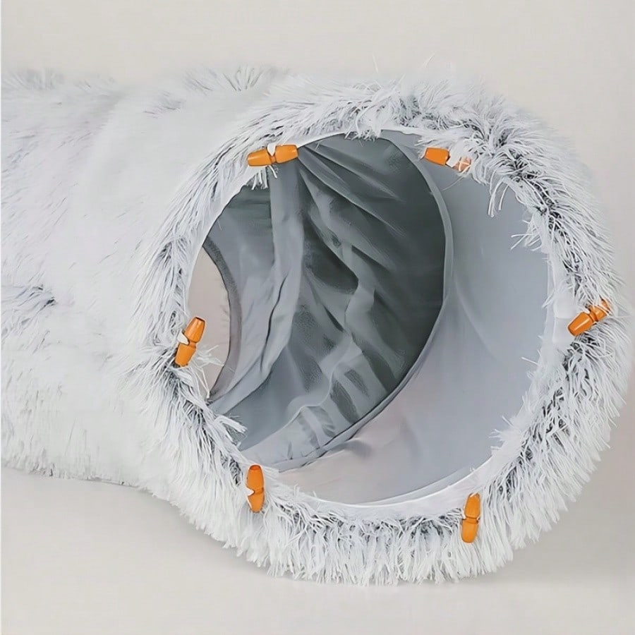 Foldable Plush Cat Tunnel, Washable Multi-Functional Interlock Cat Tube, Color Of Buttons (Orange And Black Random)