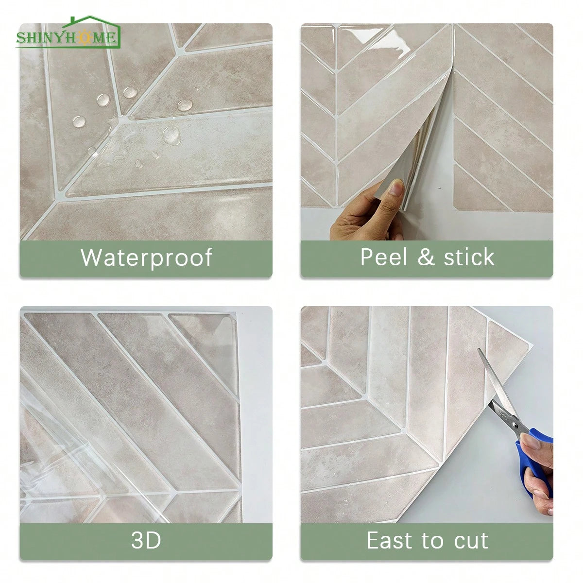 Self Adhesive Wall Tile - 3D Adhesive Peel And Stick Tile Backsplash For Kitchen, Bathroom, Waterproof And Oil-Proof Wall Tiles Stickers Sticker Personalised Stickers Kitchen Decor