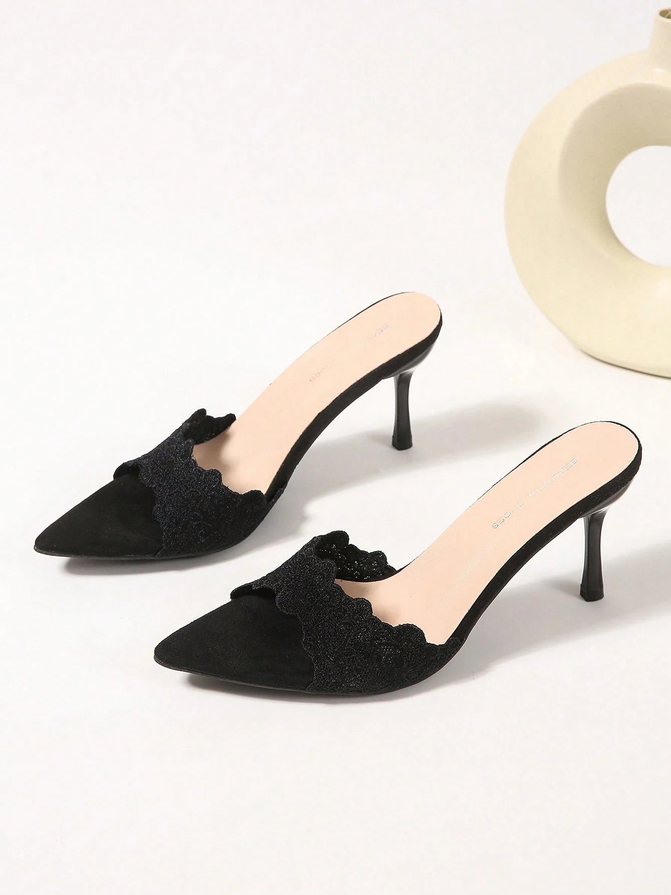 Black Open Toe Mesh Summer New Fashion Stiletto High Heel Sandals