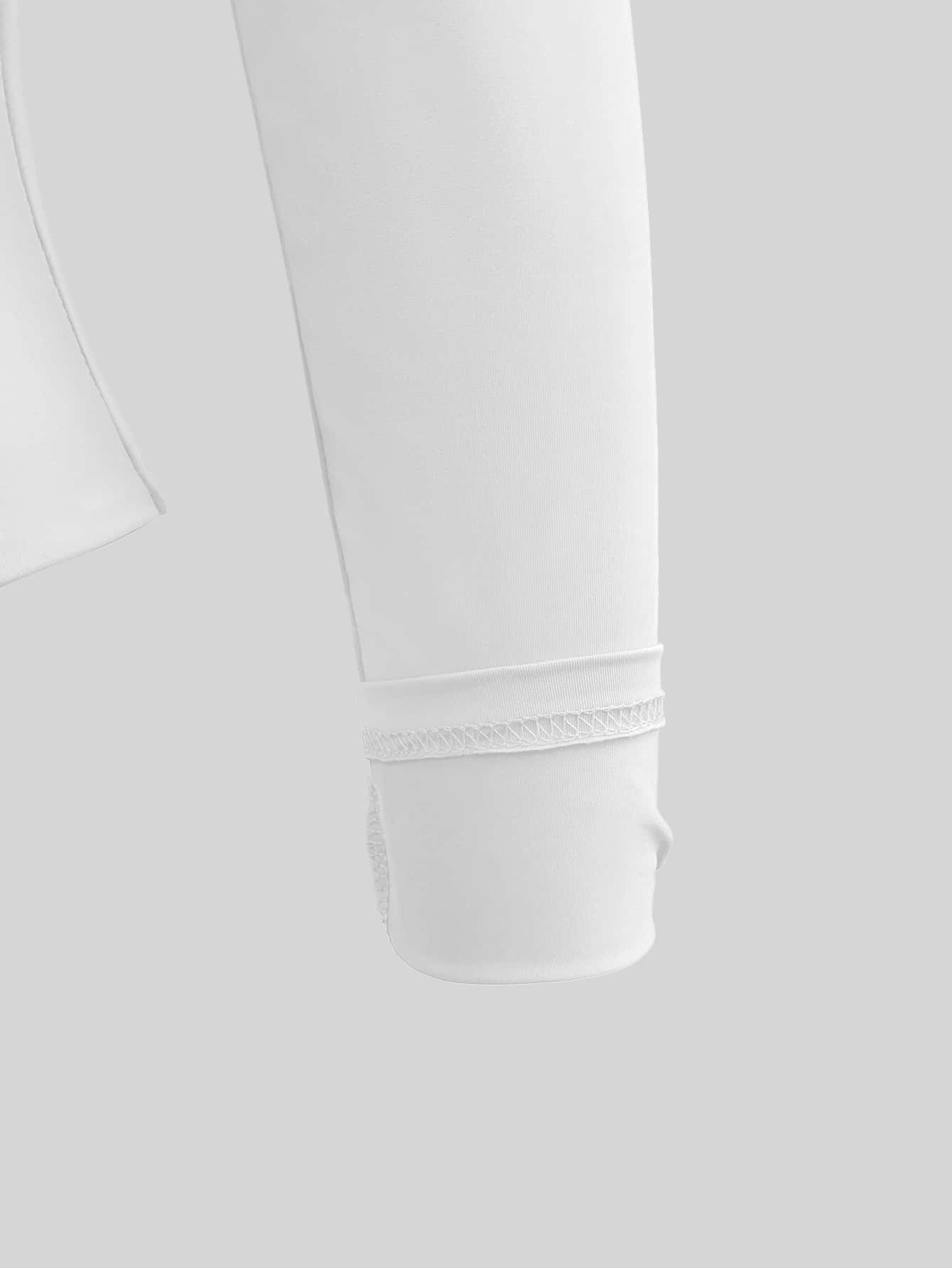 Women's Elastic Fitted White Top, Casual Nightclub Long Sleeve Bright Red T-Shirt, Autumn/Winter/Spring