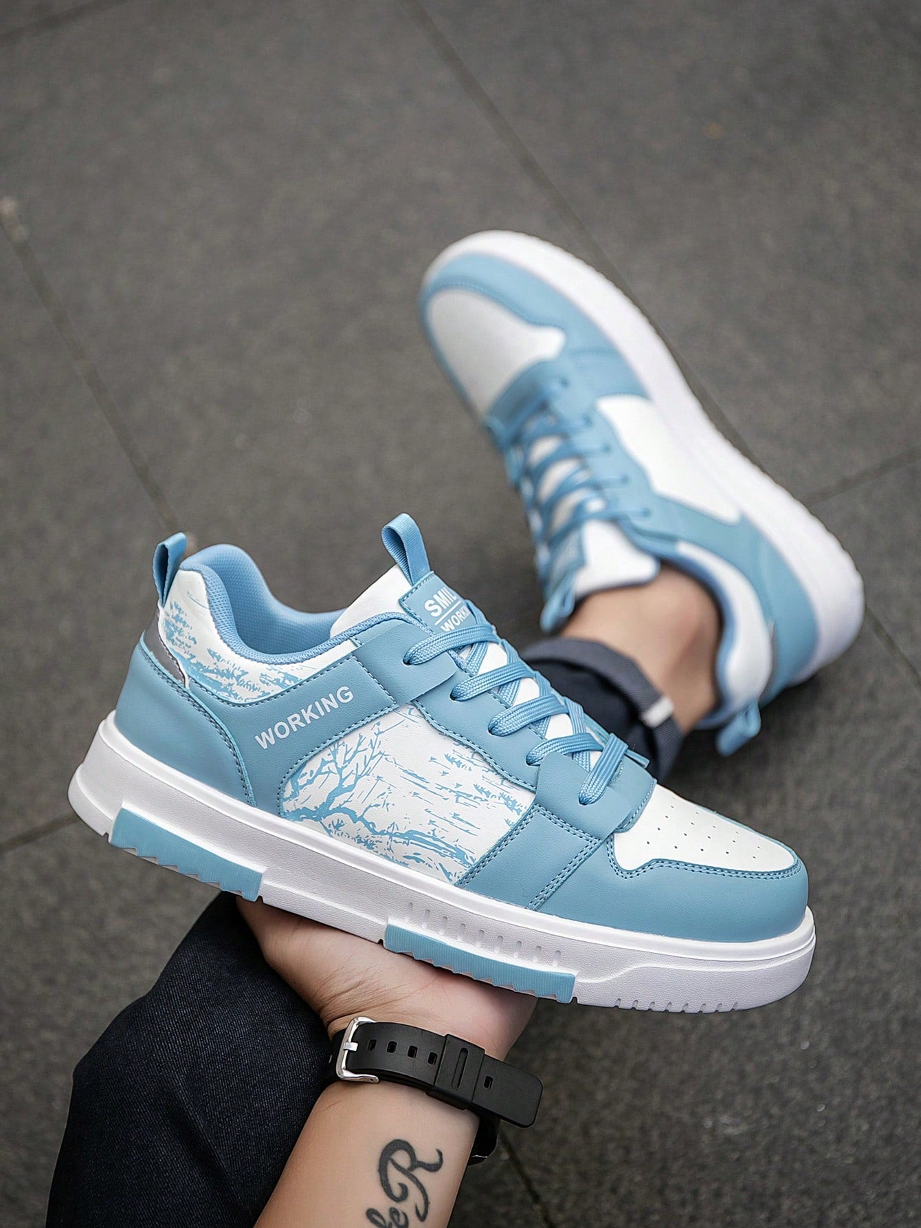 Casual Men's Random Print Low-Top Flat Sports Sneakers