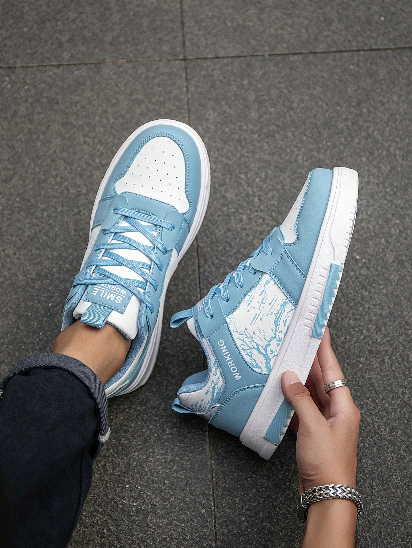 Casual Men's Random Print Low-Top Flat Sports Sneakers