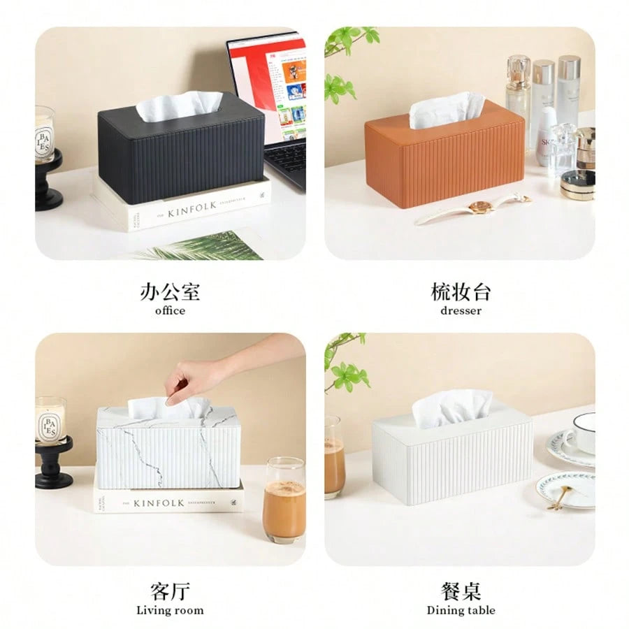 Plus Size Tissue Box Cover,PU Leather Rectangular Tissue Box Holder,Napkin Dispenser,Decorative Holder/Organizer For Bathroom Vanity Countertop, Nightstand, Coffee Table, Home,Office Desk & Car