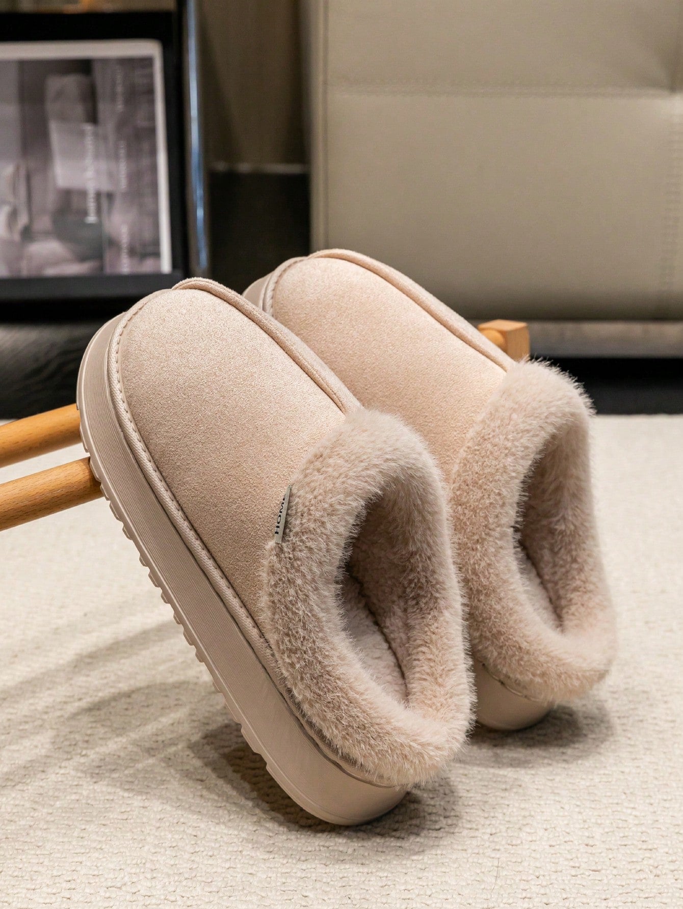 Women's Autumn inter Plush Lined Thick Sole Slippers Comfortable Non-Slip Warm Indoo utdoor Soft Luxury Fuzzy Slides