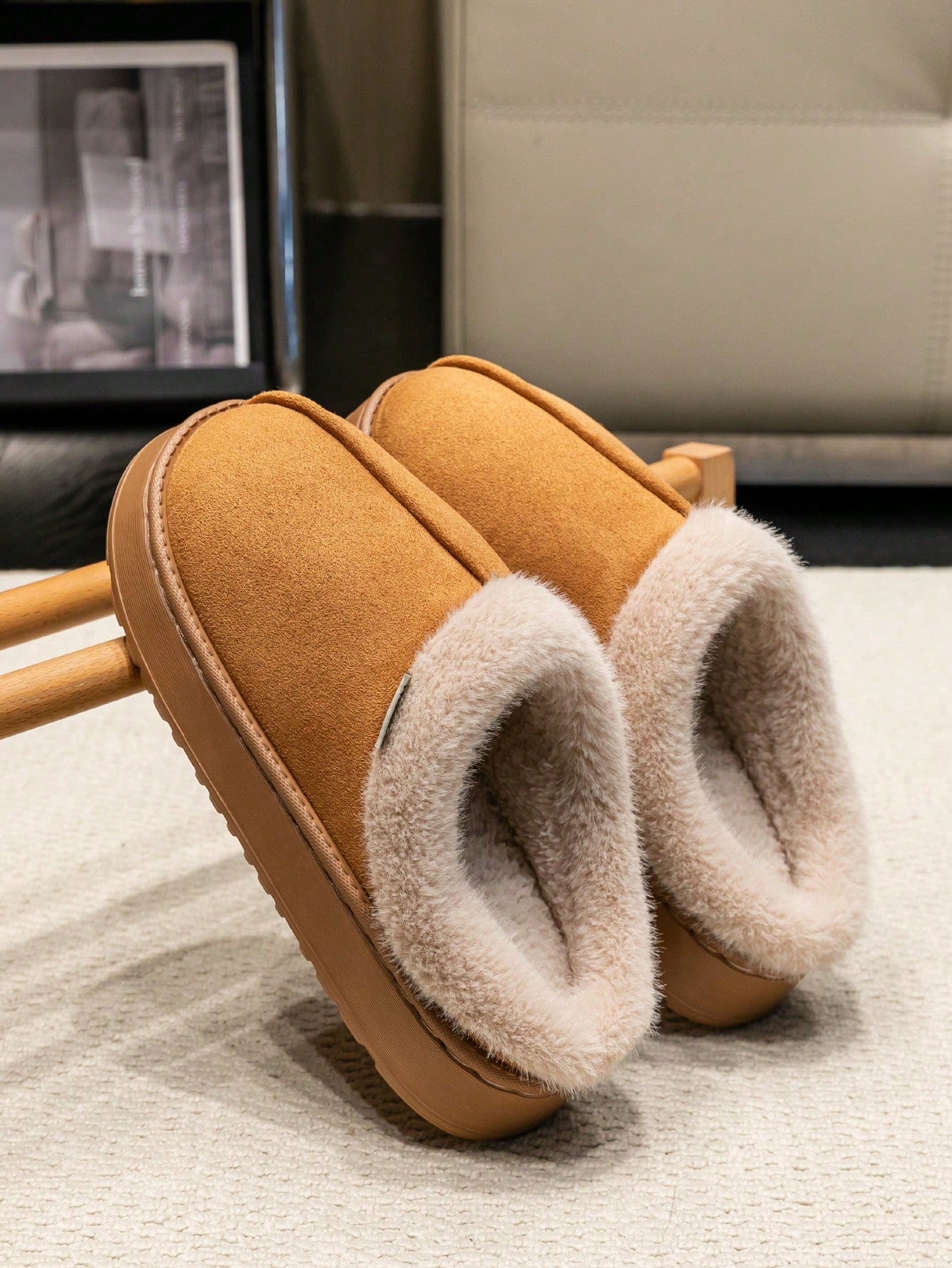 Women's Autumn inter Plush Lined Thick Sole Slippers Comfortable Non-Slip Warm Indoo utdoor Soft Luxury Fuzzy Slides