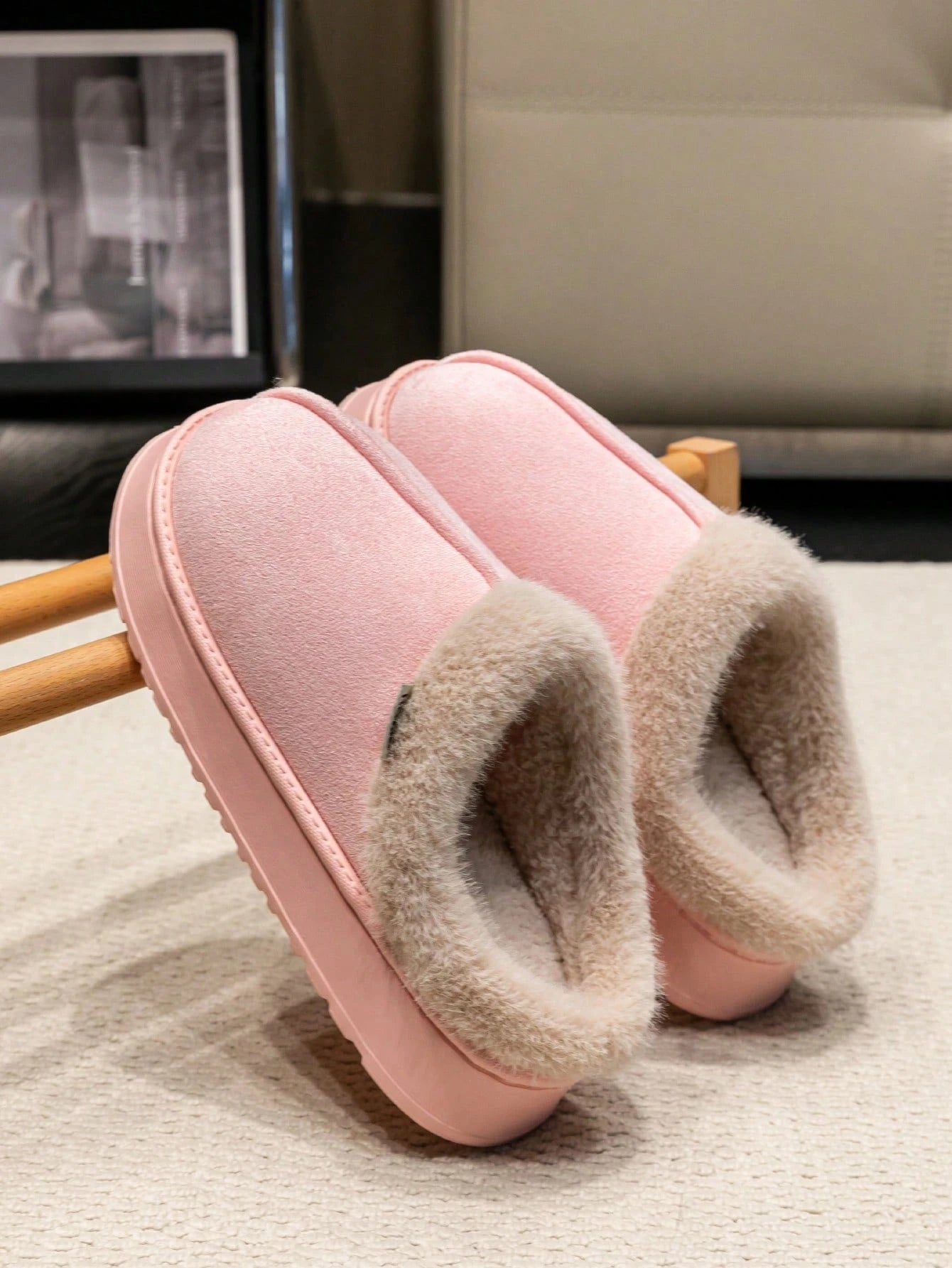Women's Autumn inter Plush Lined Thick Sole Slippers Comfortable Non-Slip Warm Indoo utdoor Soft Luxury Fuzzy Slides