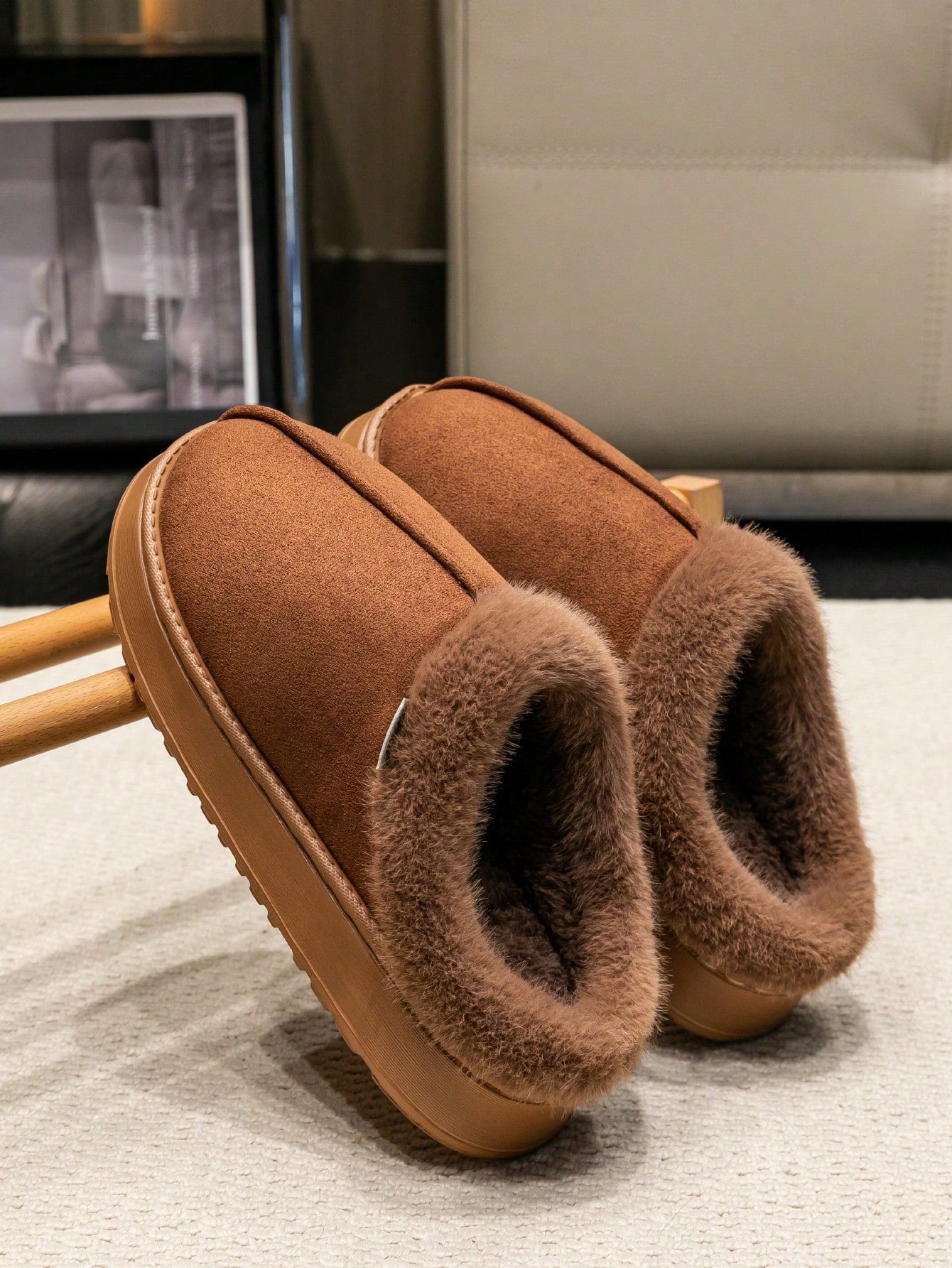 Women's Autumn inter Plush Lined Thick Sole Slippers Comfortable Non-Slip Warm Indoo utdoor Soft Luxury Fuzzy Slides