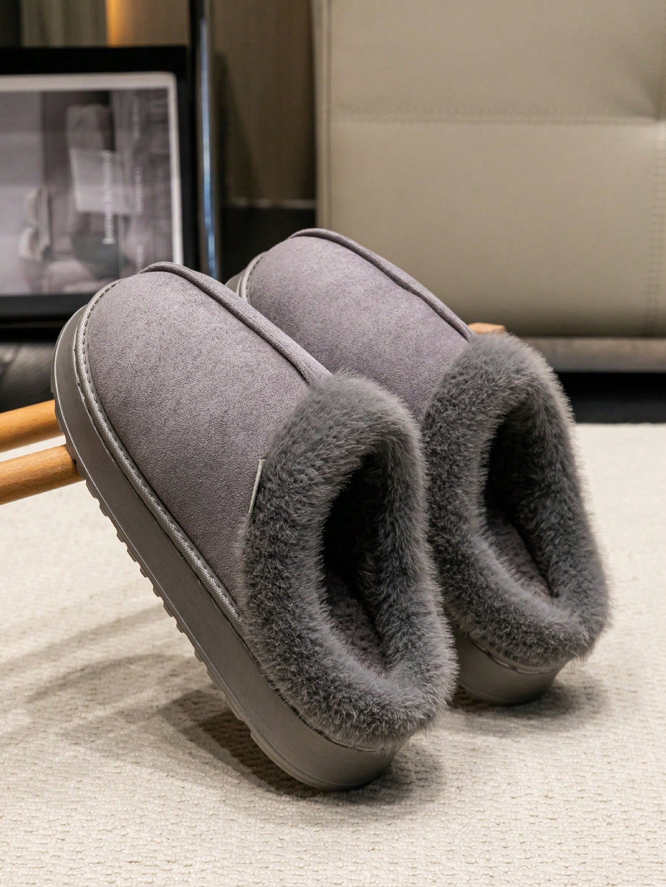 Women's Autumn inter Plush Lined Thick Sole Slippers Comfortable Non-Slip Warm Indoo utdoor Soft Luxury Fuzzy Slides