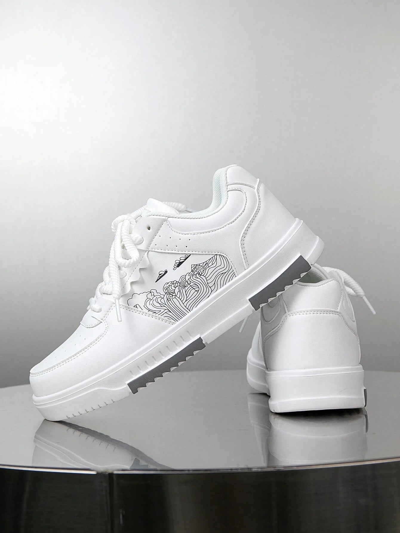 Casual Men's Random Print Low-Top Flat Sports Sneakers