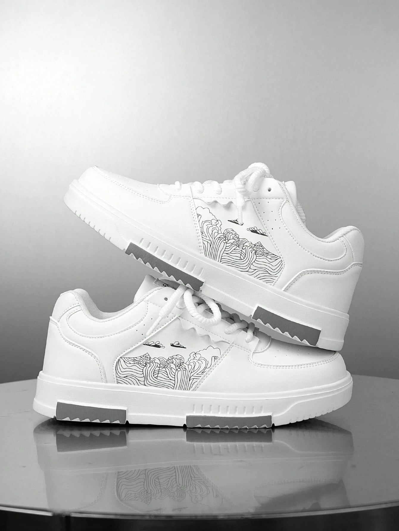 Casual Men's Random Print Low-Top Flat Sports Sneakers
