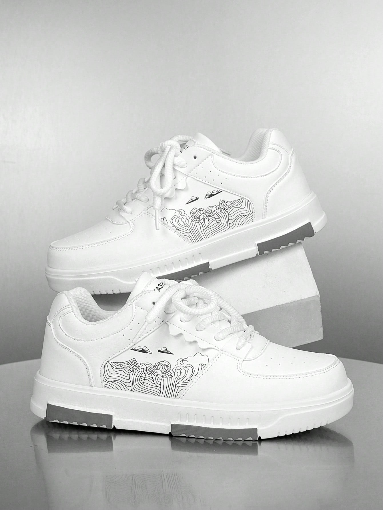 Casual Men's Random Print Low-Top Flat Sports Sneakers