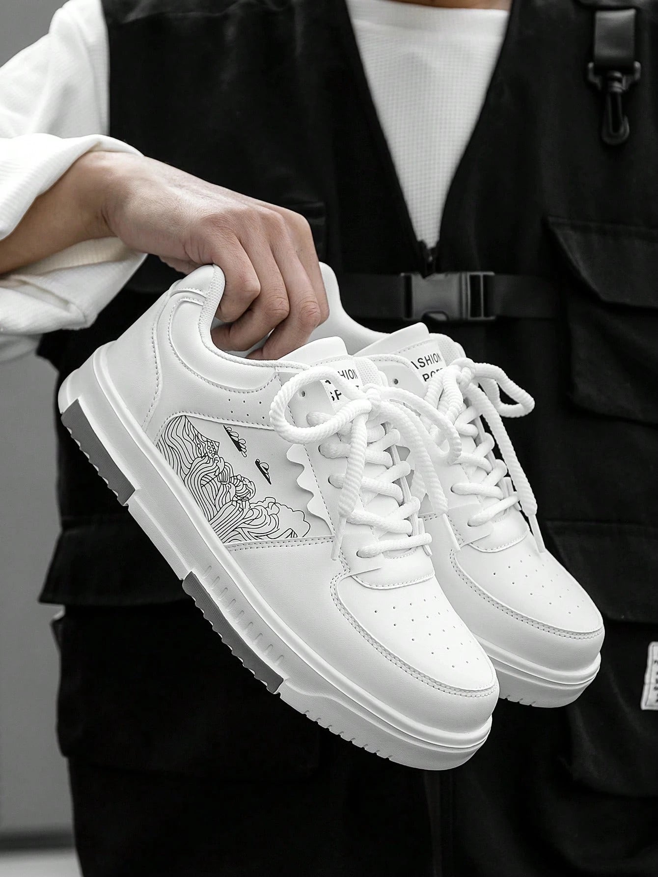 Casual Men's Random Print Low-Top Flat Sports Sneakers