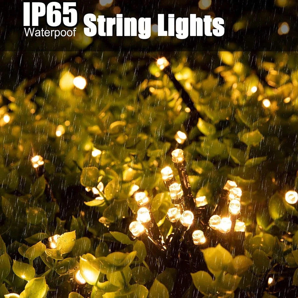 1 String Of 20/50/100/200 LED Solar Powered Lights, Outdoor Green Wire Solar Christmas Lights, 8 Flashing Modes, Suitable For Stage Lighting