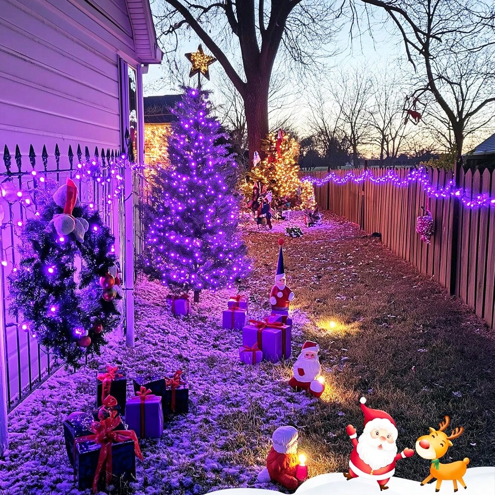 1 String Of 20/50/100/200 LED Solar Powered Lights, Outdoor Green Wire Solar Christmas Lights, 8 Flashing Modes, Suitable For Stage Lighting