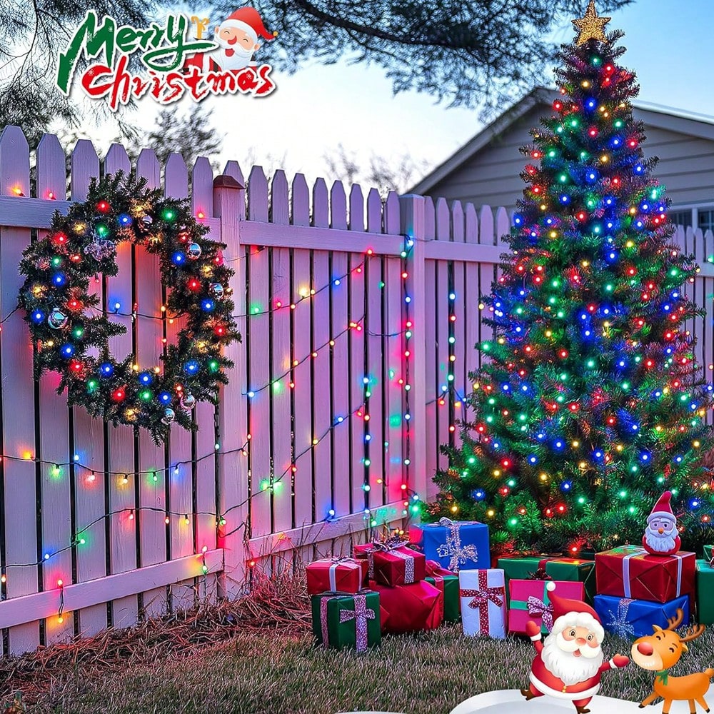1 String Of 20/50/100/200 LED Solar Powered Lights, Outdoor Green Wire Solar Christmas Lights, 8 Flashing Modes, Suitable For Stage Lighting