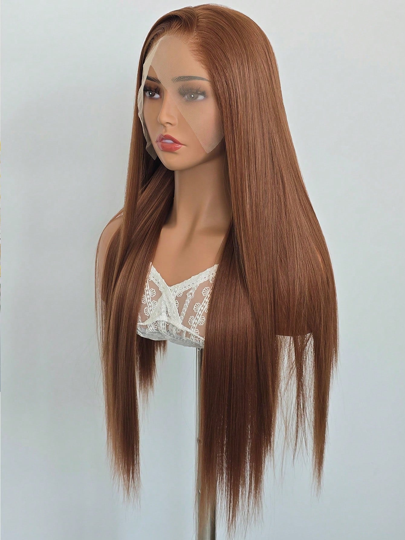 13"X4" 24" Straight Black Color Lace Front Wig For Women - Heat Resistant Synthetic Hair, Pre-Plucked Natural Hairline And Youthful Hair