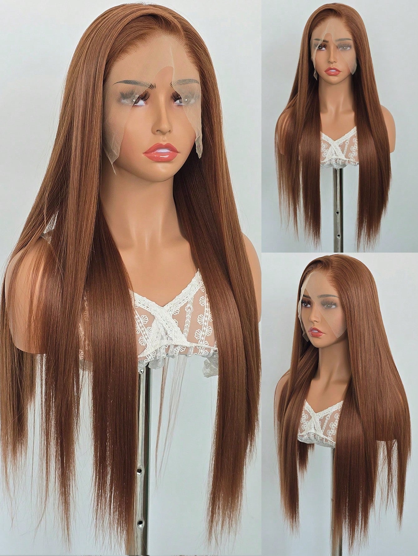13"X4" 24" Straight Black Color Lace Front Wig For Women - Heat Resistant Synthetic Hair, Pre-Plucked Natural Hairline And Youthful Hair