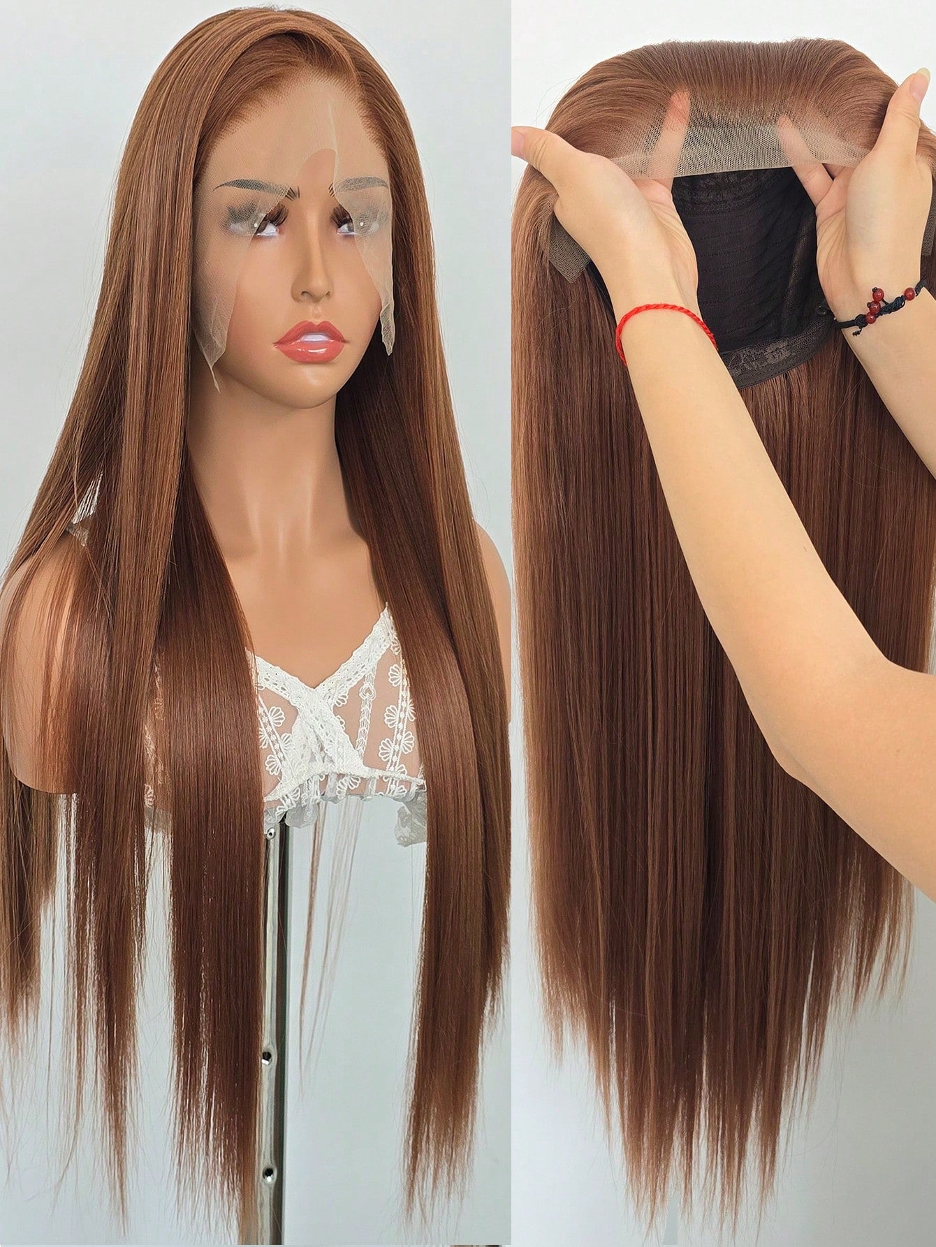 13"X4" 24" Straight Black Color Lace Front Wig For Women - Heat Resistant Synthetic Hair, Pre-Plucked Natural Hairline And Youthful Hair