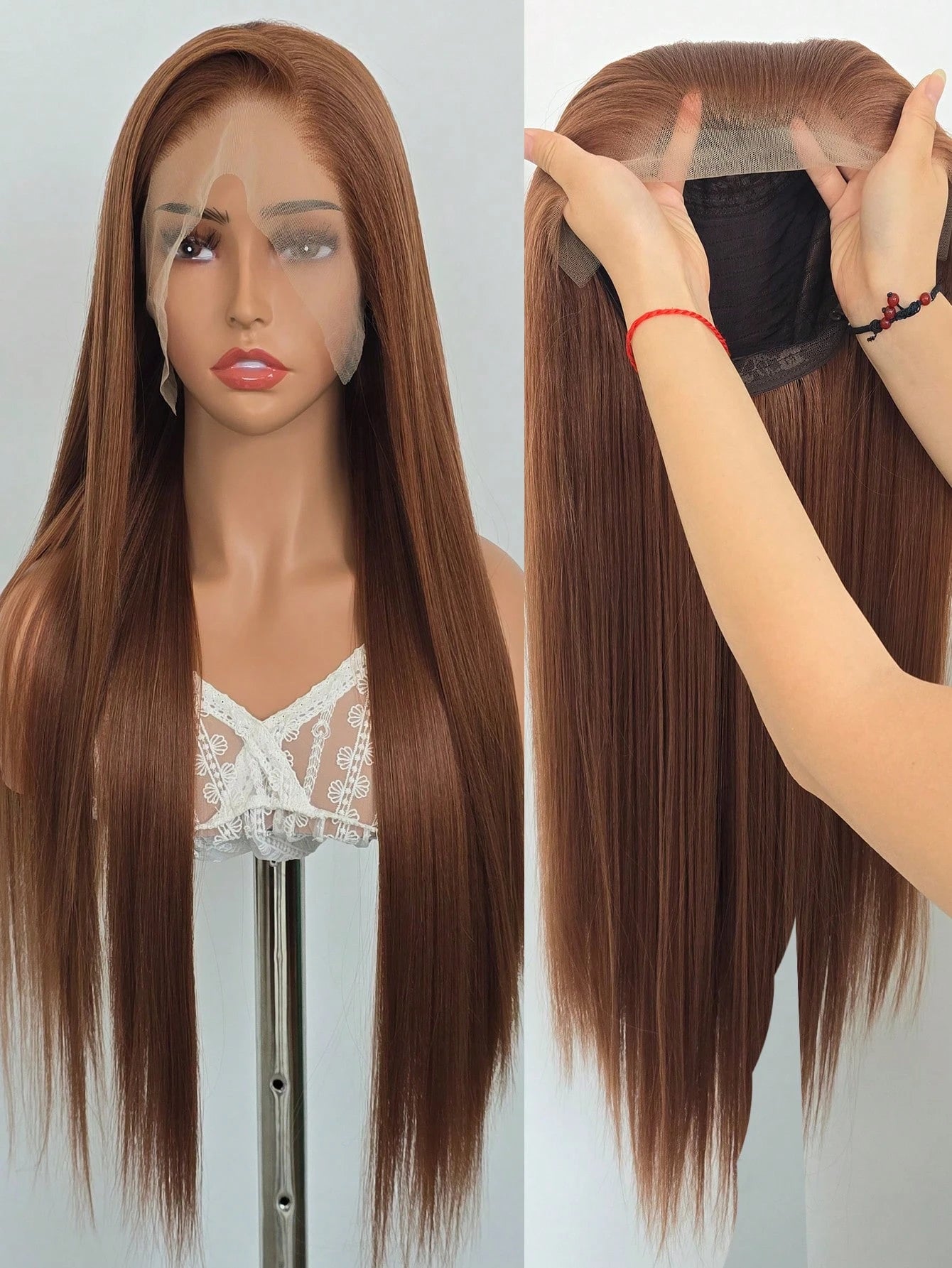 13"X4" 24" Straight Black Color Lace Front Wig For Women - Heat Resistant Synthetic Hair, Pre-Plucked Natural Hairline And Youthful Hair