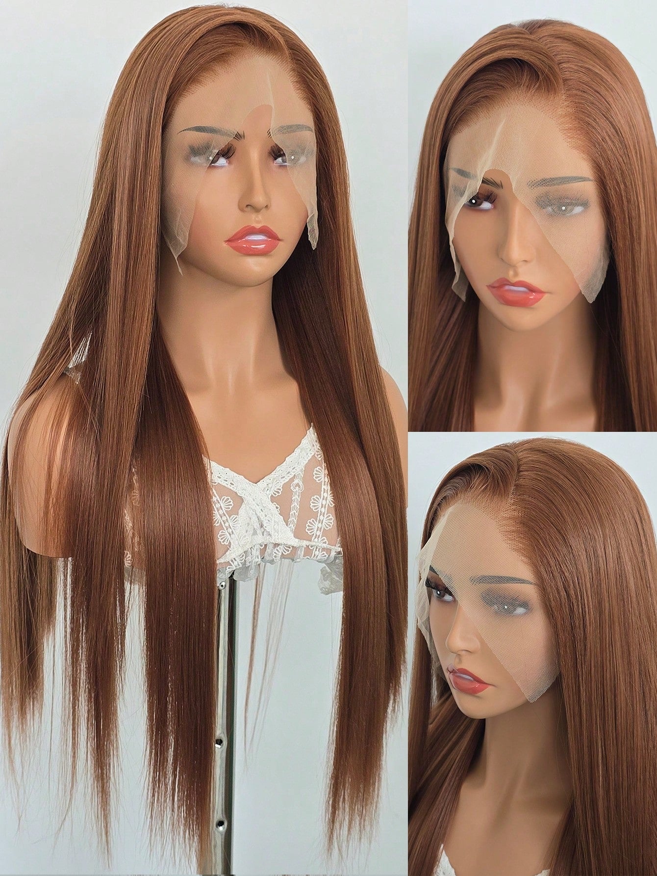 13"X4" 24" Straight Black Color Lace Front Wig For Women - Heat Resistant Synthetic Hair, Pre-Plucked Natural Hairline And Youthful Hair