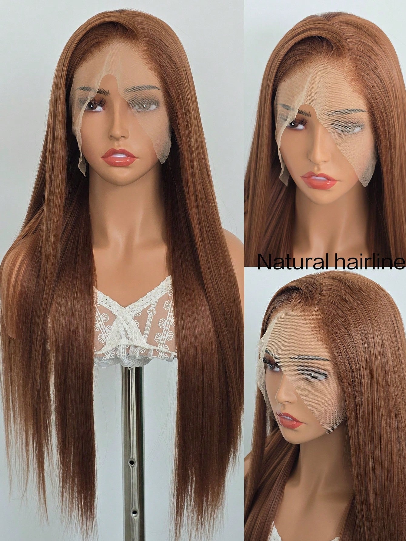 13"X4" 24" Straight Black Color Lace Front Wig For Women - Heat Resistant Synthetic Hair, Pre-Plucked Natural Hairline And Youthful Hair