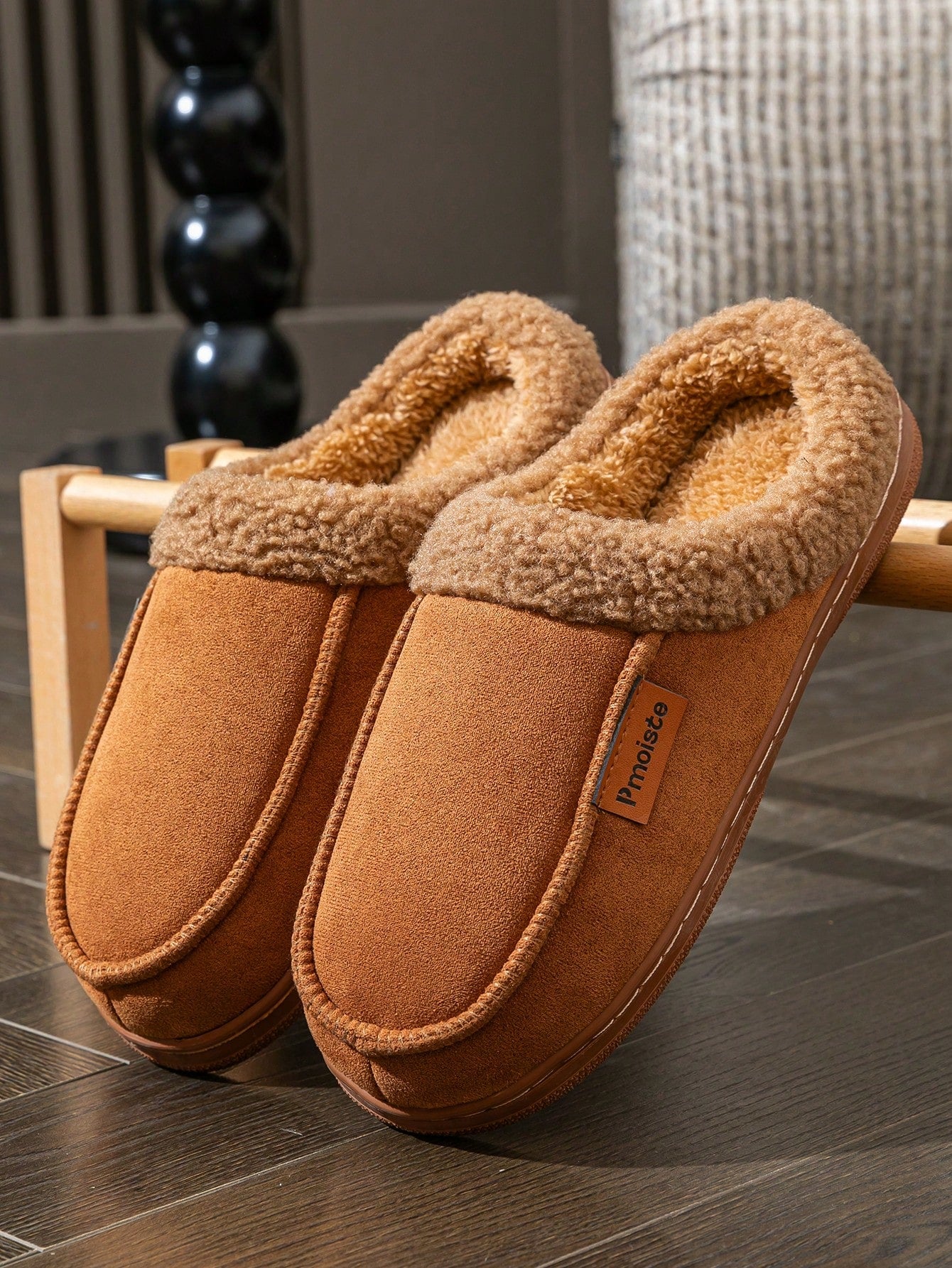 Men's Furry Patchwork Design Slippers