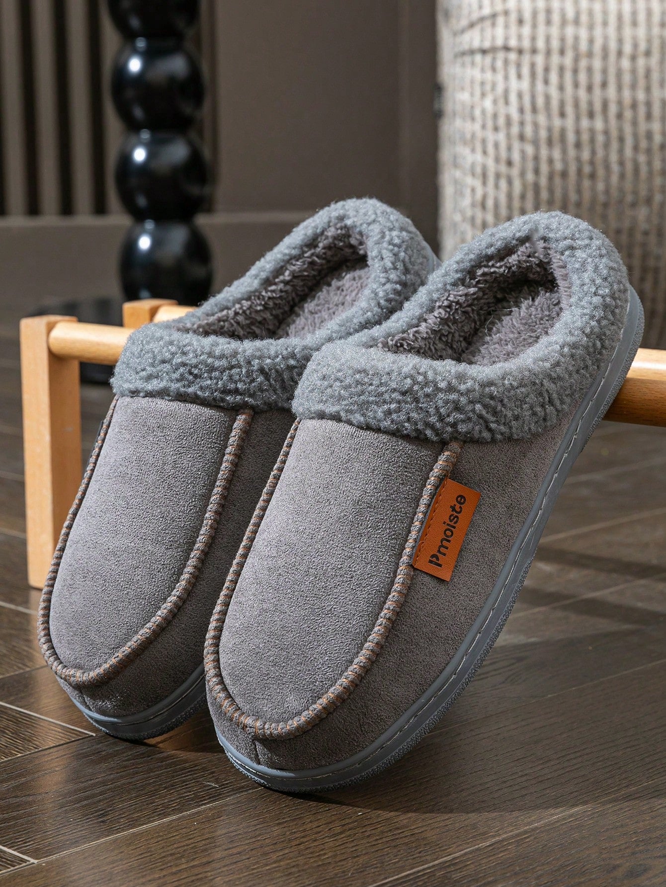 Men's Furry Patchwork Design Slippers